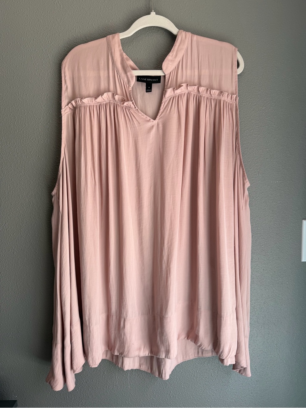 Lane Bryant Blush Pink Ruffle Yoke Sleeveless Tank